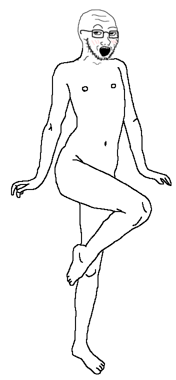 soyak, 1soyjak, bald, black eyes, blush, eyebrows, full body, gay, glasses, horny