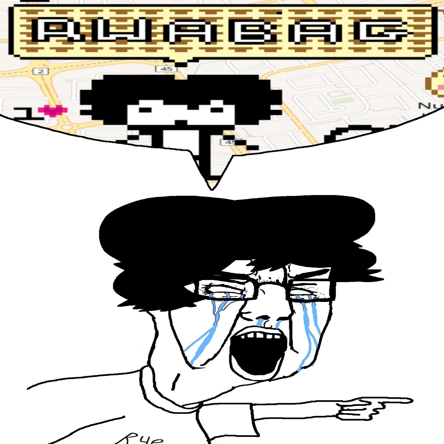 chudjak, chud, crying, glasses, hair, heart, open mouth, pixel art, pointing, ryekrispie