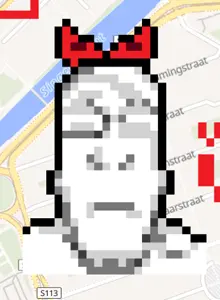 markiplier soyjak, neutralplier, its over, bow, bowtie, closed eyes, its over (phrase), neutral, pixel art, text