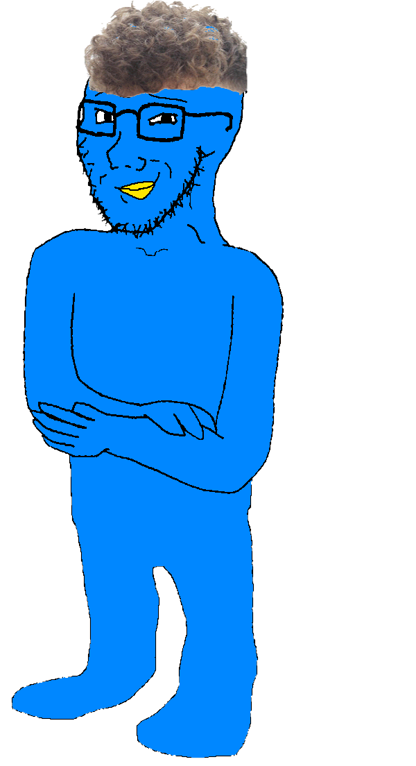 soyak, animal, beak, bird, blue skin, closed mouth, crossed arms, eyebrows, full body, glasses