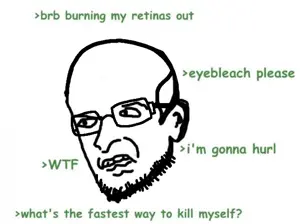 unknown, balding, beard, ear, glasses, greentext, question mark, soyjak, stubble, text