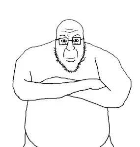 blartjak, closed mouth, crossed arms, glasses, neutral, soyjak, stubble, uncolored skin