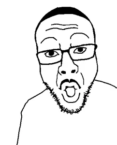 blakjak, glasses, hair, mustache, nuvariant, open mouth, soyjak, stubble, tongue