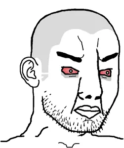 chudjak, bald, bloodshot eyes, chin, ear, eyebags, eyebrows, red sclera, shocked, stubble