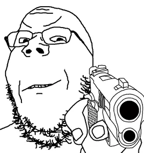 hellcat, gapejak, firearm, glasses, gun, hands, holding gun, holding object, holding pistol, pistol