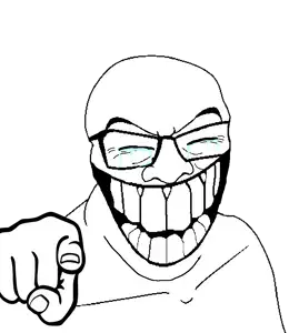 feraljak, feralgrin, gegferal, bald, crying, glasses, hands, nose, open mouth, pointing