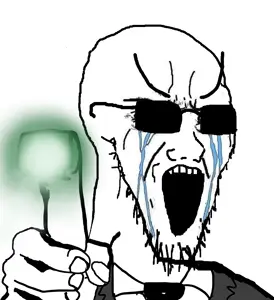 soyak, glowie, clothes, crying, glasses, glowing, hands, holding object, large eyebrows, laser