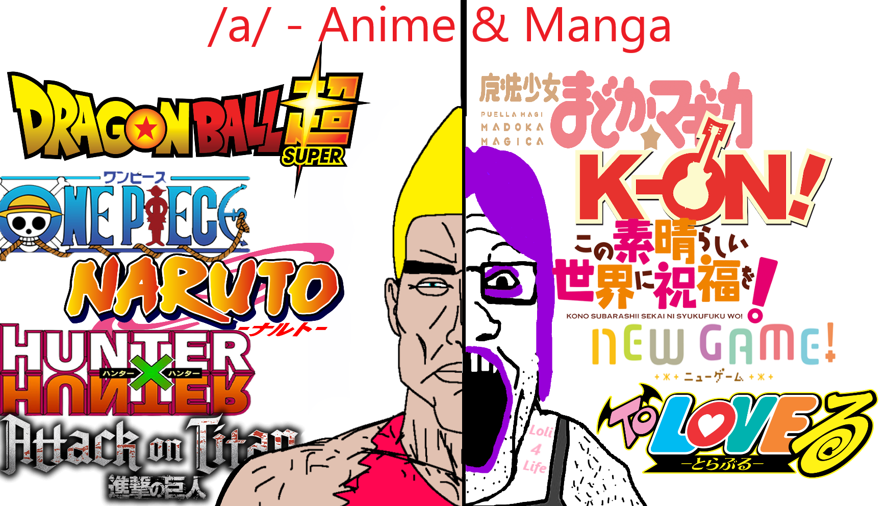 chad thundercock, chudjak, markiplier soyjak, perceptive chud, perceptive chud front, gemmy, 2soyjaks, a10 eyes, anime, blonde hair