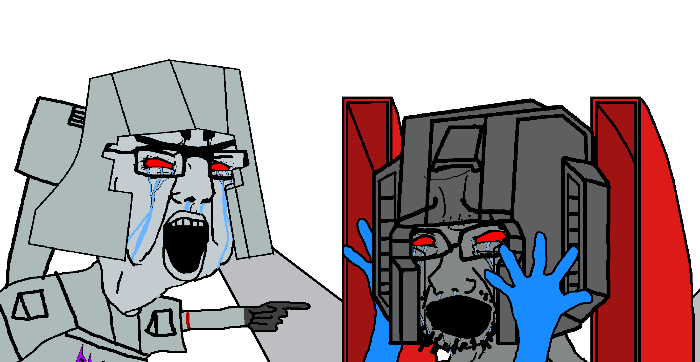 chudjak, cryboy soyjak, soyak, 2soyjaks, alien, angry, arm, armor, barrel, cartoon