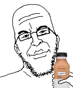 jeffrey epstein, epsteinjak, beard, drink, glasses, pursed lips, soy, soylent, soylent bottle, stubble