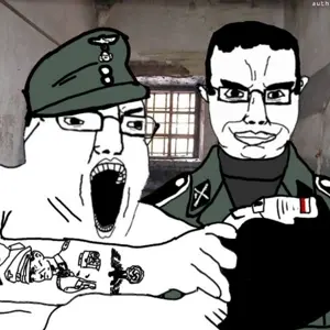 chudjak, chudjak front, 3soyjaks, blood, cap, closed mouth, clothes, ear, glasses, hair