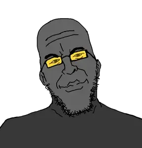 epsteinjak, glasses, gray skin, pursed lips, soot colors, soyjak party, stubble, soot