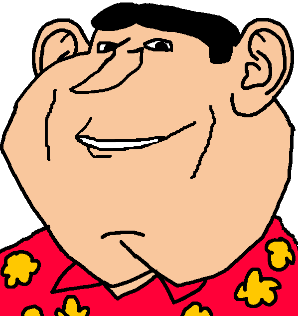 glenn quagmire, impish soyak ears, 1soyjak, black eyes, black hair, chin, collared shirt, ear, hair, hapa