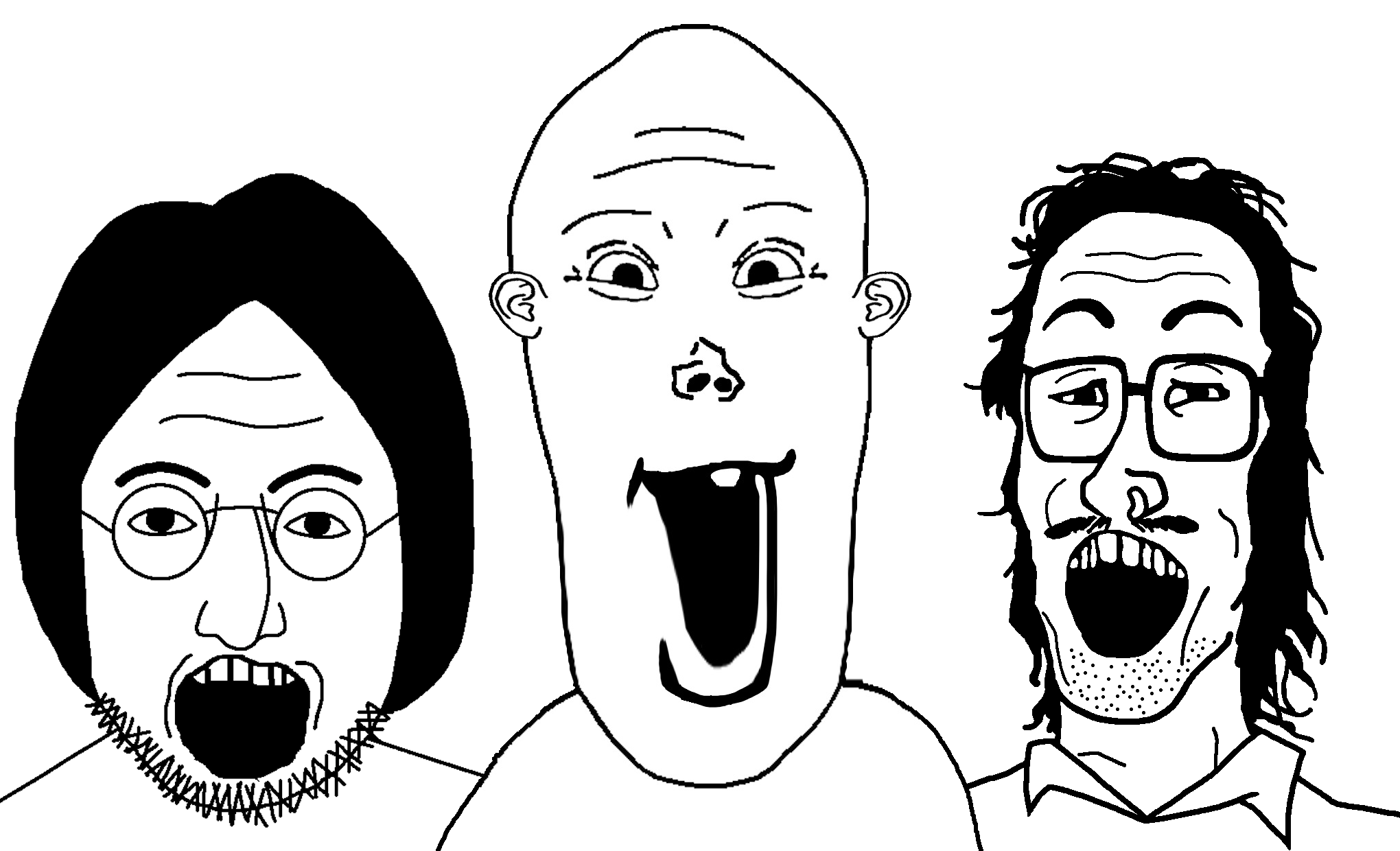 gapejak, lennonjak, markiplier soyjak, mulletjak, tony soprano soyjak, vlodson, longvlod, soyjak trio, bald, brim trio