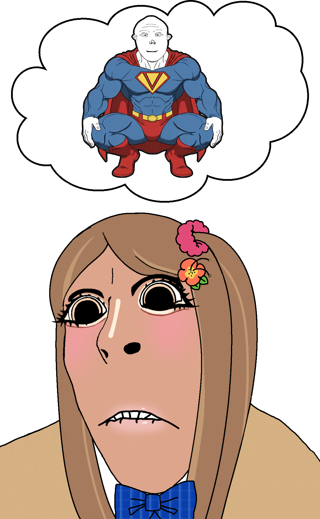 super vlod, superman, cobson, vlodson, cobgal, gyarujak, 2soyjaks, biting lip, bow, brown skin