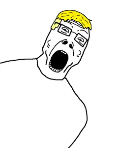 leanjak, aryan, a10 eyes, aliased, blonde hair, glasses, hair, no beard, open mouth, screaming