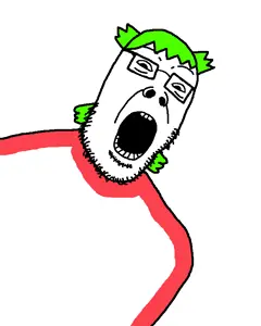 leanjak, 4chan, 4cuck, aliased, glasses, green hair, screaming, stubble