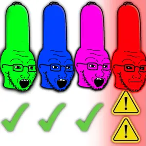 homer simpson, soyak, colorjak, autism, black eyes, blue skin, green skin, meme, pink skin, red skin