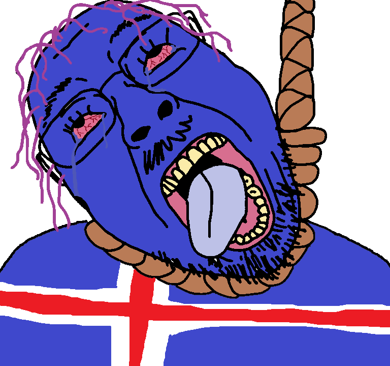 bernd, hanging troonjak, troonjak, /pol/ (soyjak.party), ack, bloodshot eyes, blue skin, crying, glasses, hanging