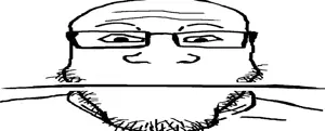 markiplier soyjak, neutralplier, closed mouth, glasses, neutral, soyjak, squished, stretched, stubble