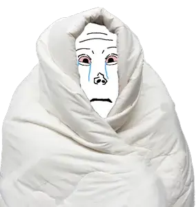 vlodson, neutralvlod, blanket, closed mouth, crying, no beard, no glasses, object, pink sclera, red sclera