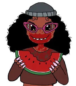 soyniqua, soytan, afro, brown skin, eating, food, fruit, smile, watermelon
