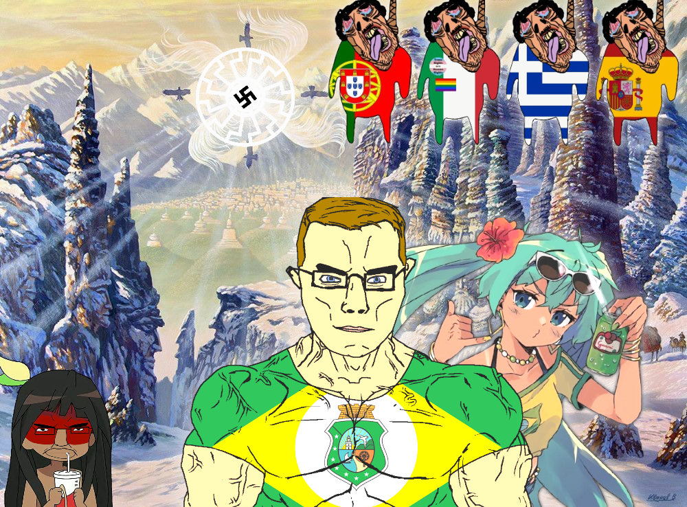 hatsune miku, bernd, chudjak, brunetto, chudjak front, muscular chud, agartha, anime, anime female, brazil
