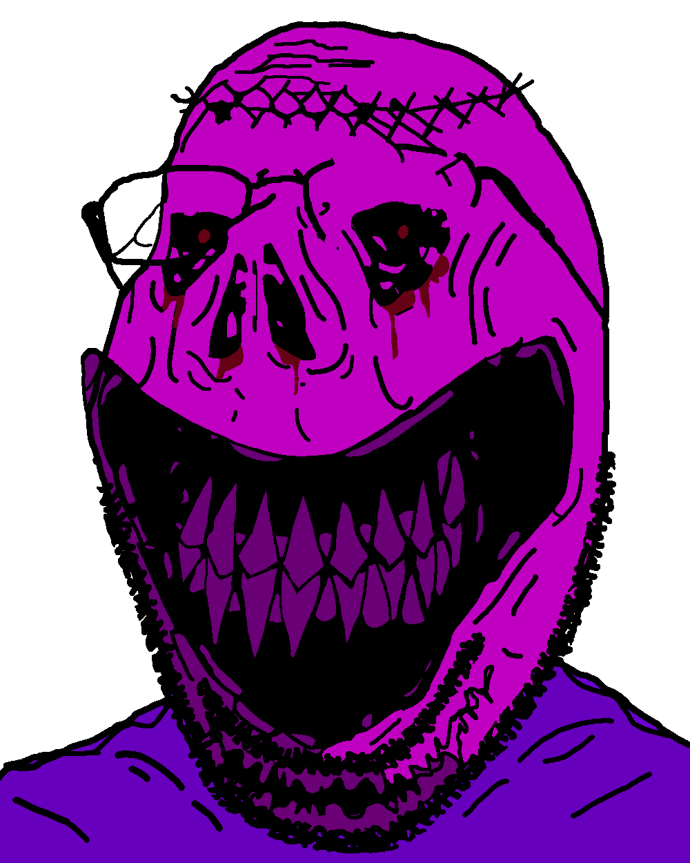 blossom, gapejak, wholesome soyjak, admin 7, black sclera, blood, broken glasses, creepy, creepypasta, crown of thorns