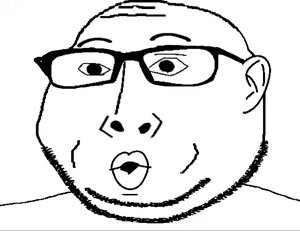gapejak, nojak, massjak, wholesome soyjak, fusionjaks, bushy eyebrows, glasses, open mouth, stubble