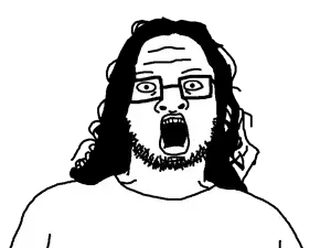 skajyosjak, clothes, glasses, hair, long hair, nigger lips, open mouth, redraw, soyjak, stubble