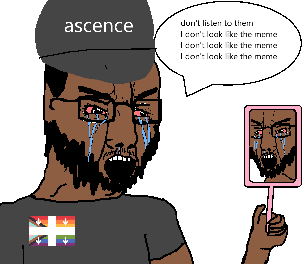 chudjak, angry, arm, beard, bloodshot eyes, brown skin, clothes, crying, gay, holding object