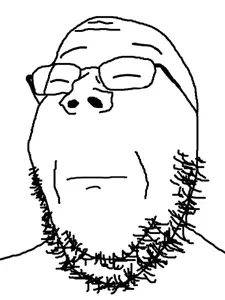 gapejak, beard, closed eyes, closed mouth, glasses, nose, white background, wrinkles