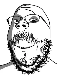 gapejak, mustached gapejak, beard, eyebrows, glasses, glowing eyes, looking at you, mustache, nose, ominous