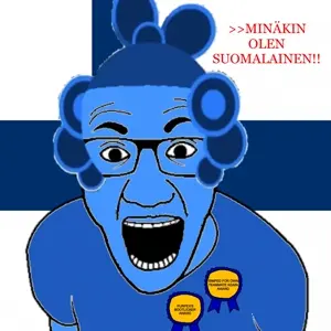 el perro rabioso, award, blue hair, blue skin, gaping mouth, glasses, looking at you, marcle, open mouth, open mouth