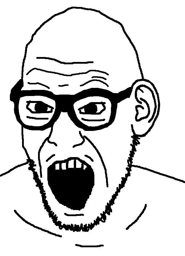 ufcjak, bald, black eyes, black glasses, black sclera, buff, crazy, ear, eyebrows, fight