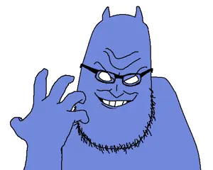 syndrome, syndromejak, beard, cord, discord, evil, eyeglasses, glasses, smile, white background