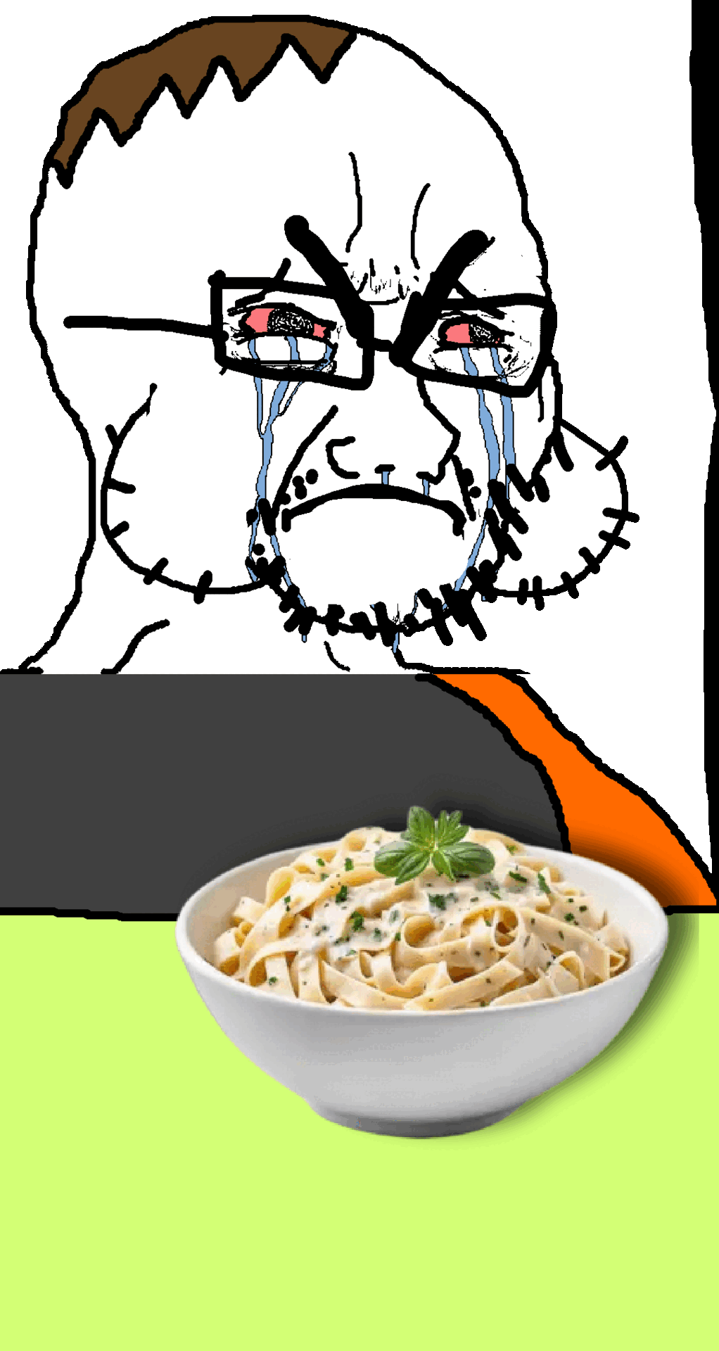 dan, cryboy soyjak, natejak, 1soyjak, angry, animated, bald, black eyes, bowl, brown hair