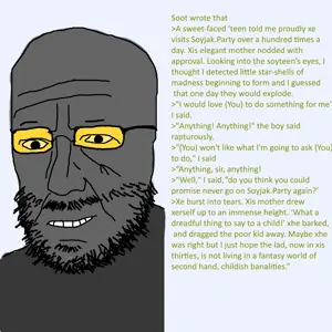 unknown, alec guinness, glasses, gray skin, greentext, margerald, soot colors, soyjak party, stubble, text