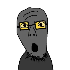chiphead, admin, bald, body, glasses, gray skin, open mouth, soot colors, soyjak party, stubble