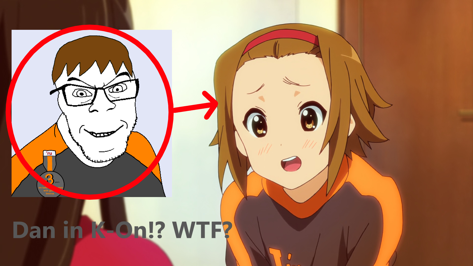dan, feraljak, natejak, akiyama mio, anime, anime female, badge, brown hair, clothes, glasses