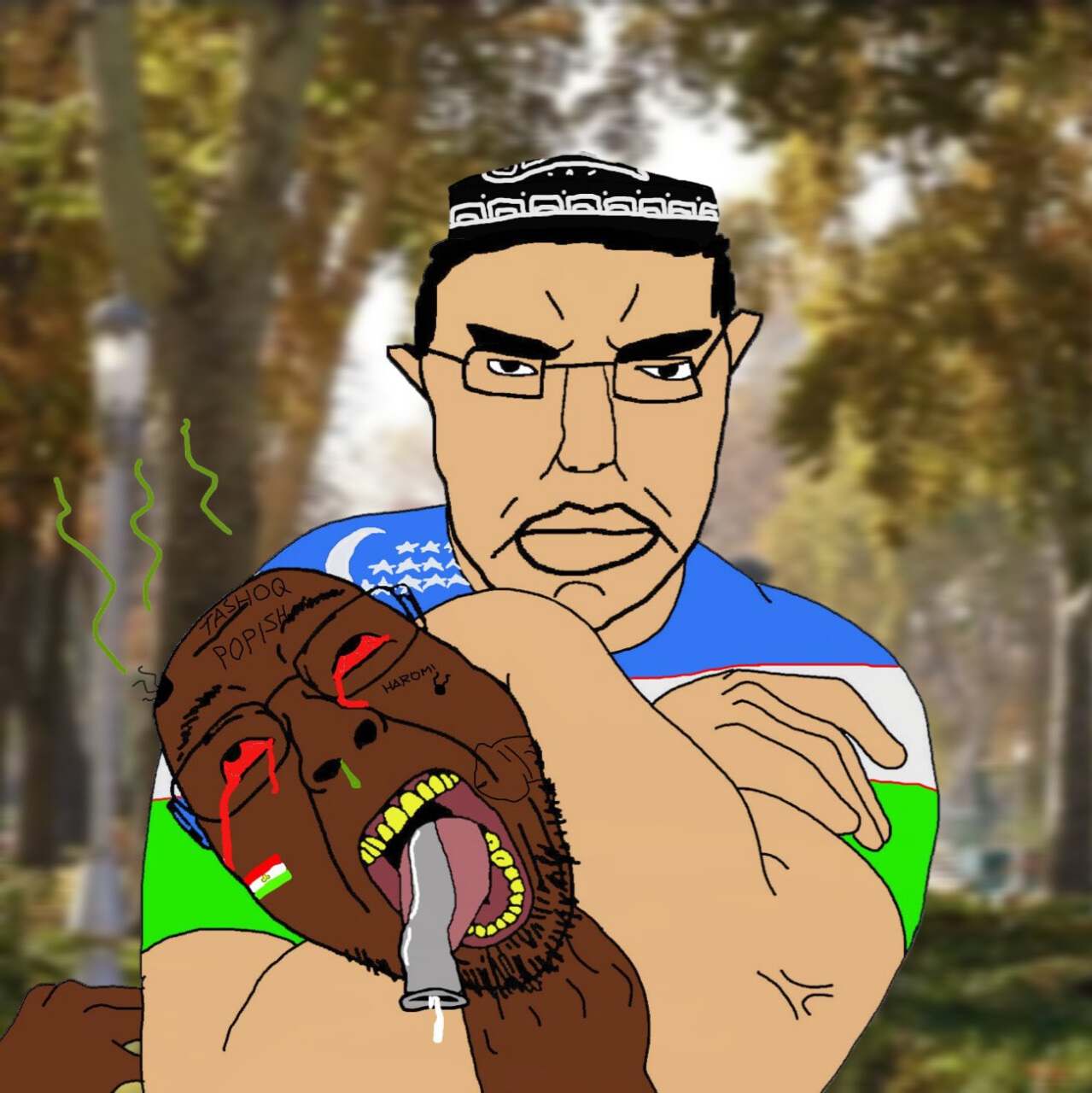 bernd, chudjak, pol face, the weak should fear the strong, animal, black skin, blood, blood from eyes, blood from mouth, bloodshot eyes