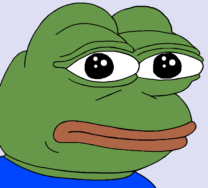 pepe, aliased, amphibian, animal, big nigger lips, black eyes, blue shirt, closed mouth, eyes, frog