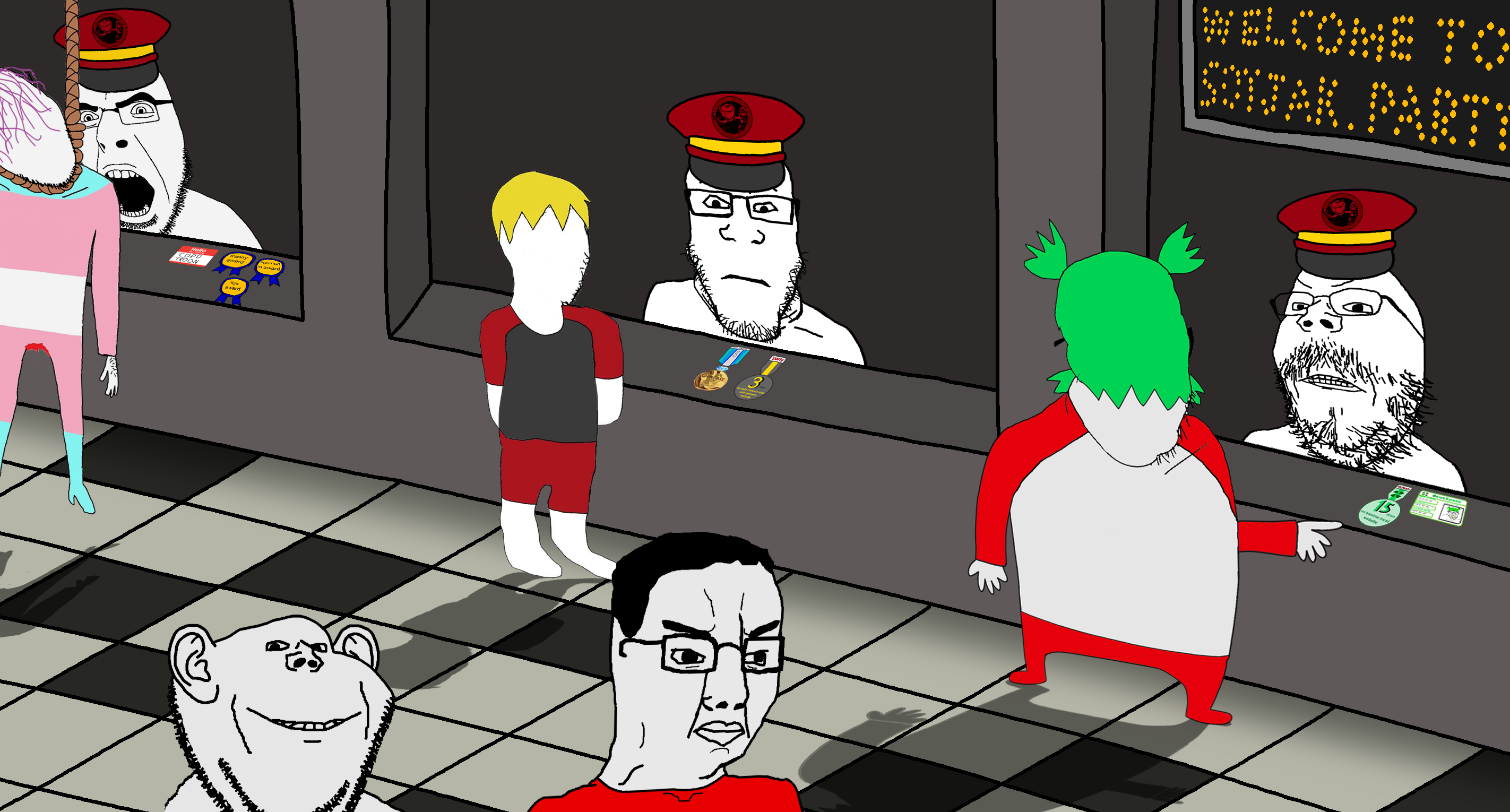 greenfag, nate higgers, bernd, chudjak, cobson, feraljak, gapejak, impish soyak ears, markiplier soyjak, soyak