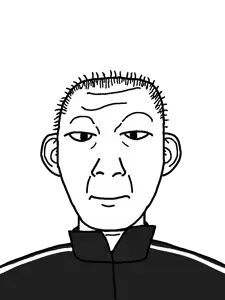 kuzjak, kuzjak front, remastered soyjaks, closed mouth, clothes, ear, facing front, hair, looking at you, nose