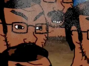 soyak, adolf hitler, america first, animated, brown skin, button, chad, closed mouth, gas chamber, glasses