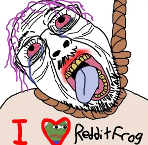 pepe, bernd, hanging troonjak, troonjak, ack, amphibian, animal, bloodshot eyes, closed mouth, clothes