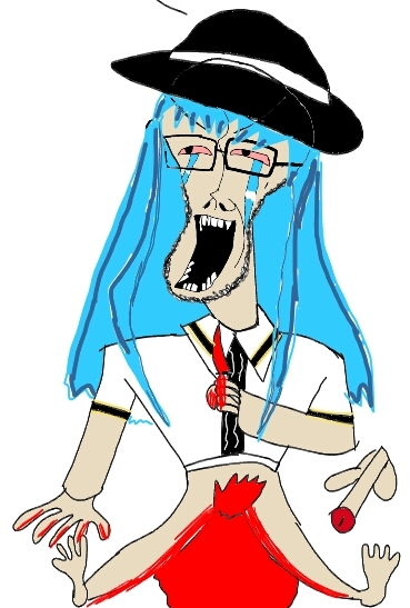 unknown, angry, anime, arm, blood, bloodshot eyes, blue hair, clothes, crying, full body