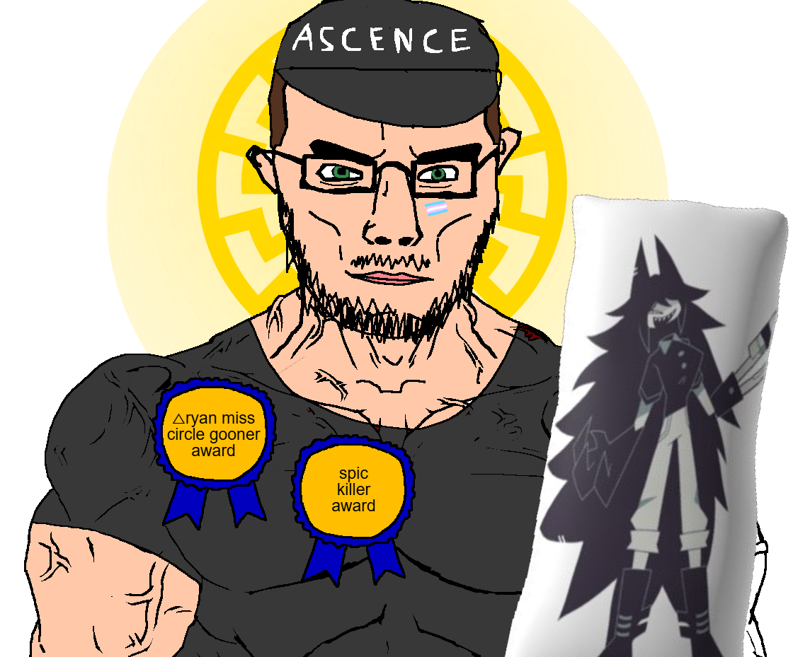 miss circle, chudjak, chudjak front, muscular chud, award, beard, body pillow, brown hair, buff, cap