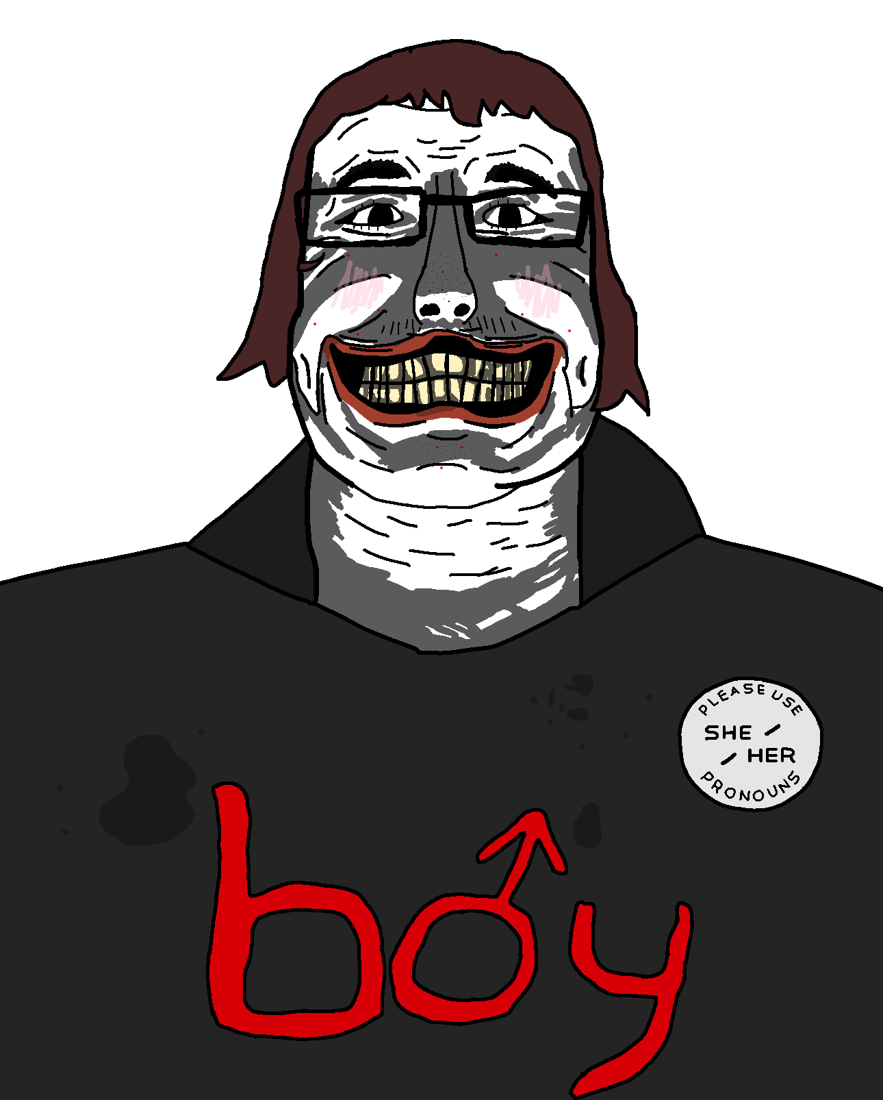 boymoder, judgejak, acne, badge, blood meridian, blush, boymoder, brown hair, clothes, eyebrows