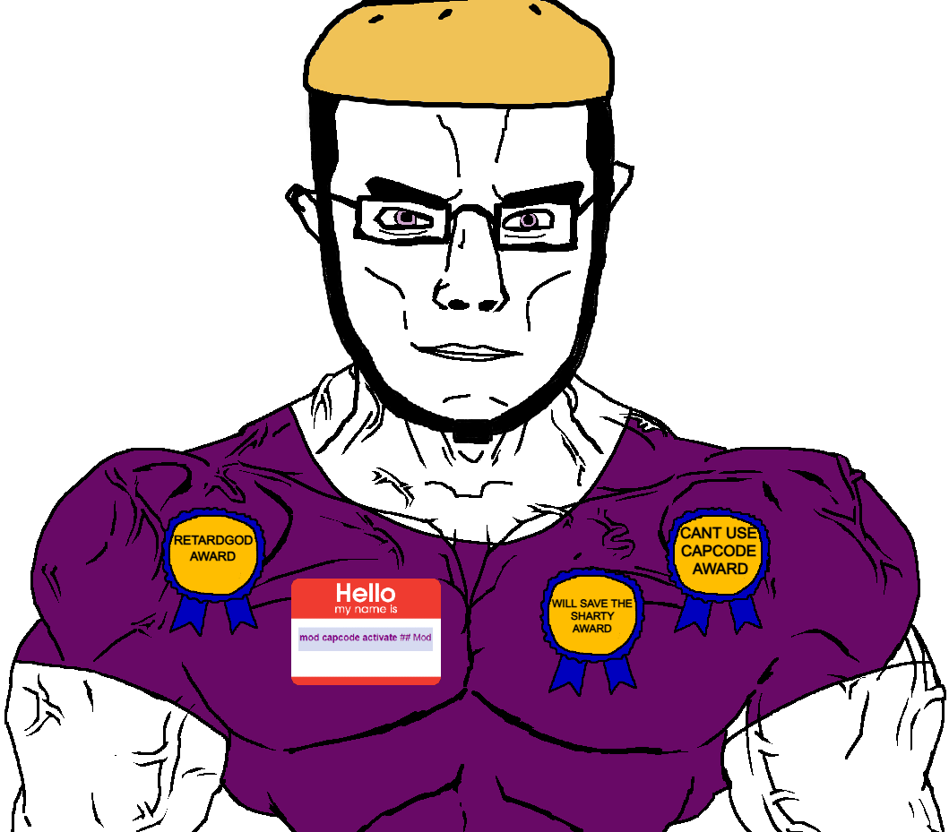chudjak, chudjak front, muscular chud, award, badge, bicycle helmet, black glasses, black sclera, buff, closed mouth